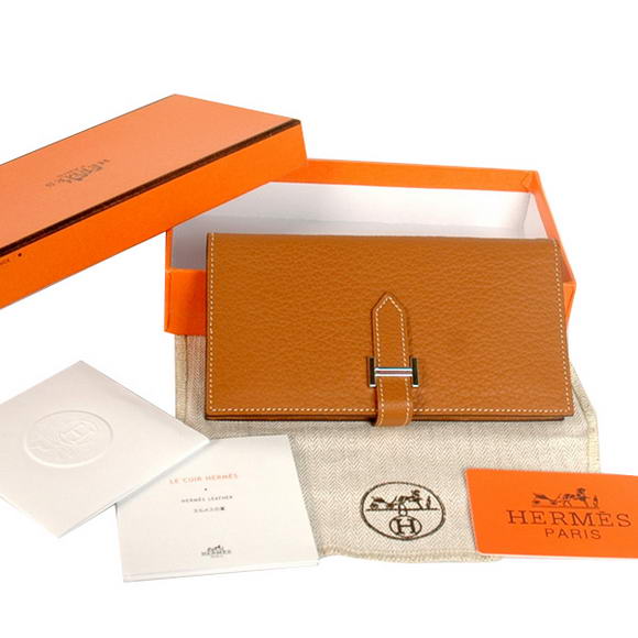 High Quality Hermes Bearn Japonaise Original Leather Wallet H8022 Camel Fake - Click Image to Close